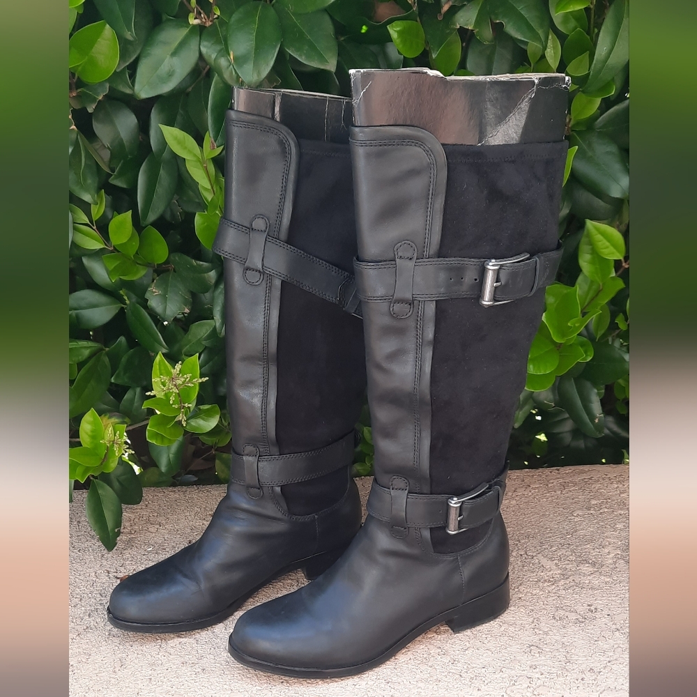 Cole Haan Black Leather Suede Knee-High Women's Boots LIKE NEW!